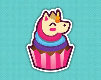 Unicorn Cupcake Vinyl Sticker