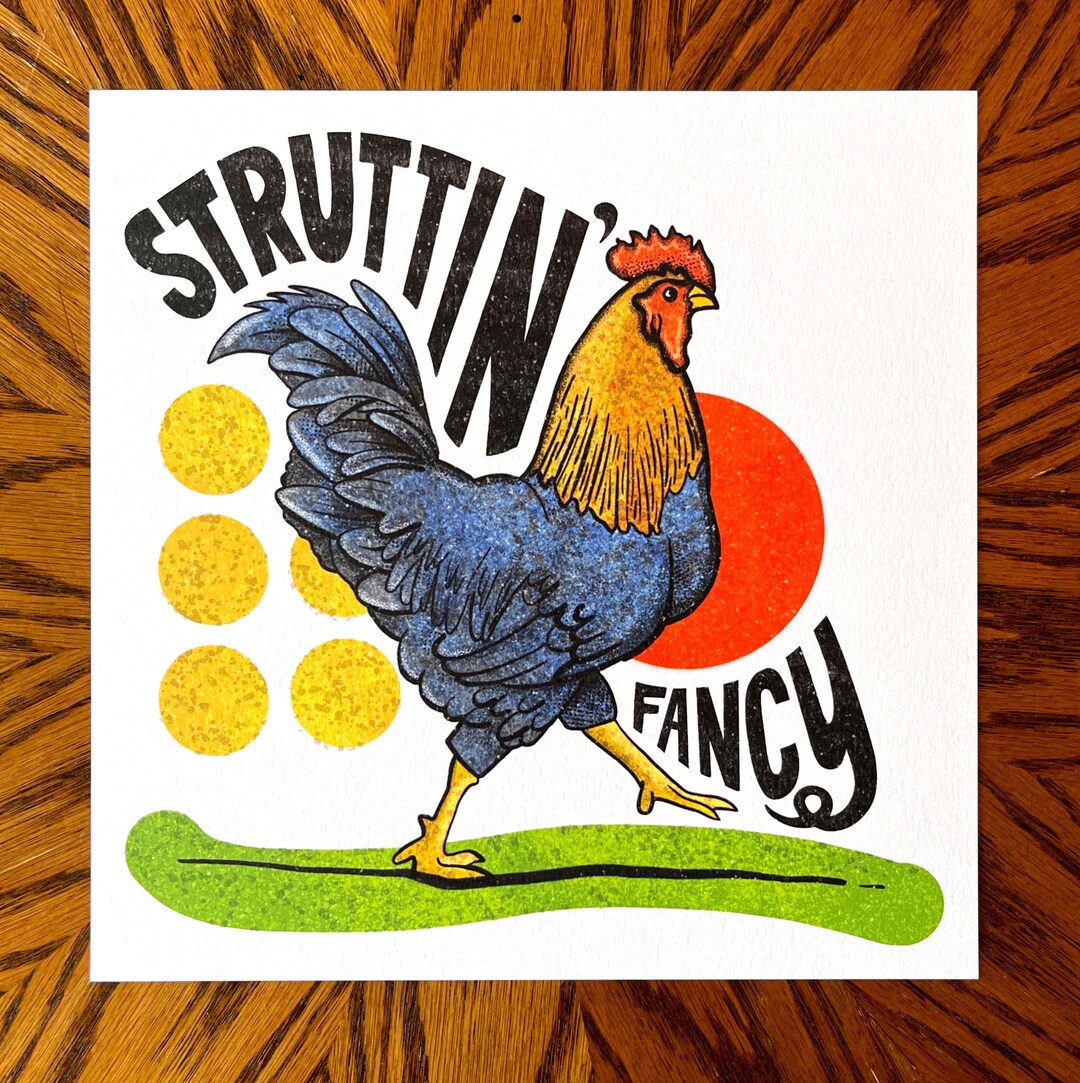 Struttin' Fancy Rooster Art Print 10x10 - Etsy