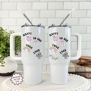 Personalized Teacher Name 40oz Tumbler with Handle Gift for Back To School Teacher Appreciation Gift Custom Bulk Teacher Thank You Gifts