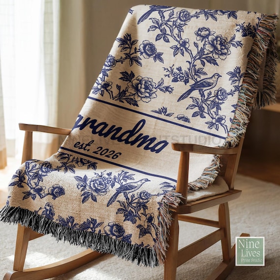 Grandma Blanket Custom Woven Blanket Mother's Day Gift for Grandma From Grandkids New Grandma Gift Great Grandma Gift