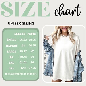 May include: Unisex sizing chart for a t-shirt with measurements in inches. The chart shows the length and width of the shirt in inches for sizes small, medium, large, XL, 2XL, and 3XL.