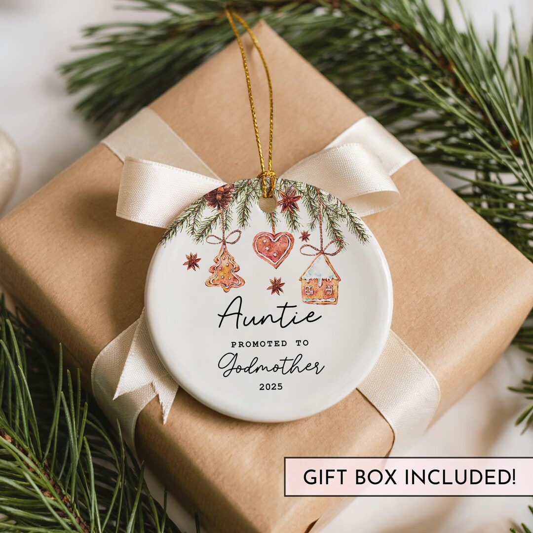 Personalized Auntie Promoted to Godmother Ornament Gift for Christmas ...
