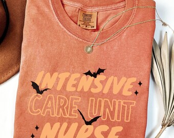 ICU Nurse Halloween Shirt Comfort Colors Spooky Nurse Shirt Intensive Care Unit Nursing Halloween Shirt Registered Nurse Tee Fall RN Shirt