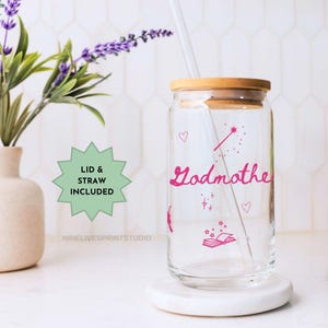 Godmother Proposal Glass Tumbler With Lid Fairy Godmother Mug Gift from Goddaughter God Mother Gift from Godson Cup Godmom Gift for Birthday