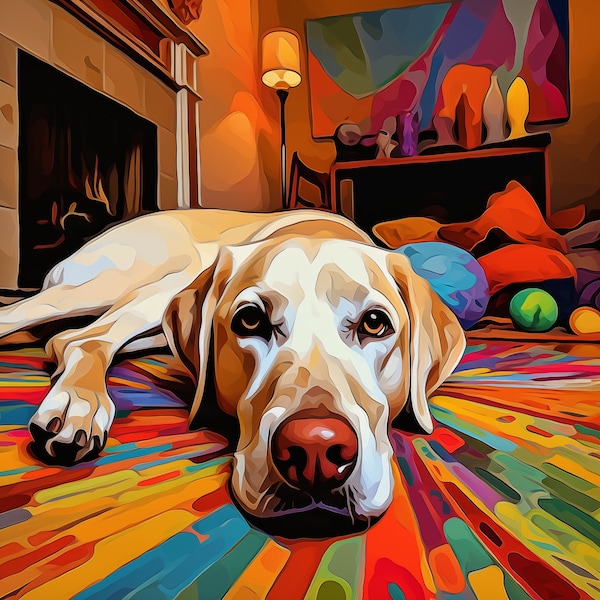 Golden Labrador Retriever - Dog Portrait - Digital Art - Wall Art - Hundertwasser-Inspired