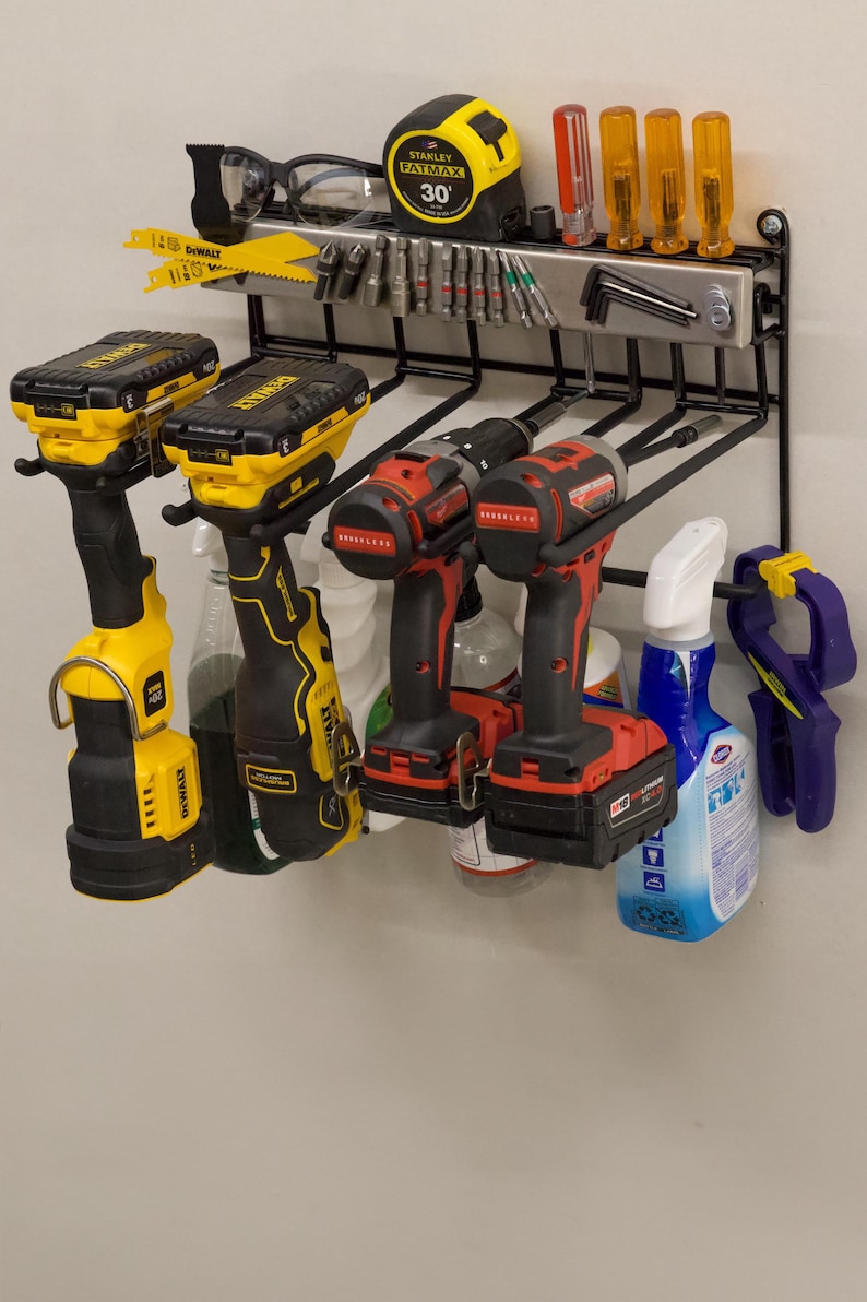 Tool Organizer Wall Mounted Drill Storage Power Tools Multi Tool Holder ...