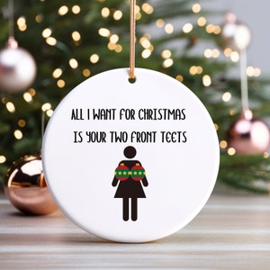 Front Teets- Naughty Gag Gift- White Elephant- Adult Christmas Present- Funny R-Rated Ornaments- Dirty Stocking Stuffer for Wife- Pornament