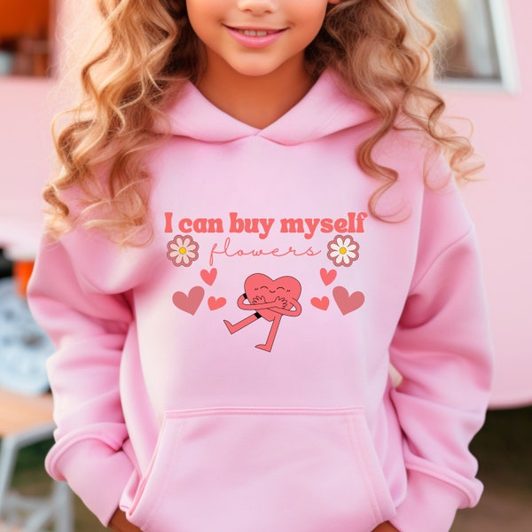 Schattige meisjes Valentijnsdag hoodie- Ik kan bloemen voor mezelf kopen- Galentine's Day Gift- TikTok Ready Style- Feminist Vibes- Self-Love Rules