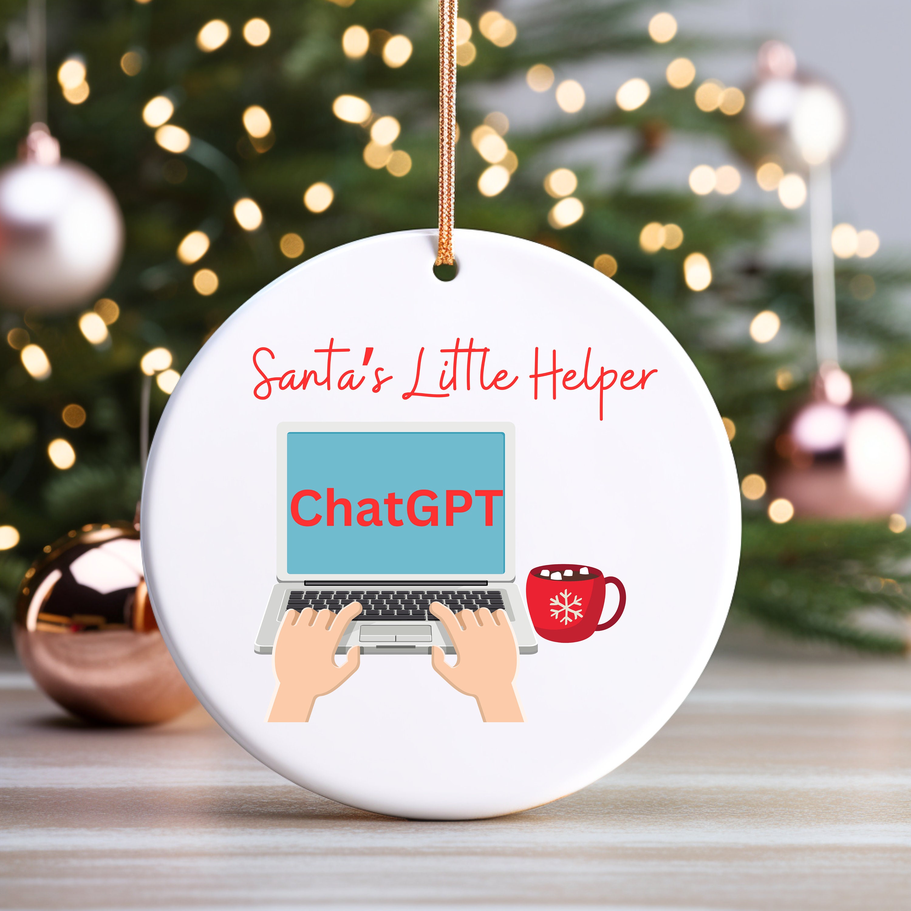 ChatGPT Christmas Ornament- Gift for Nerd or Techie- Artificial Intelligence Pun- Tech-savvy ornament- Nerd Alert- AI Joke- Gift for Teen