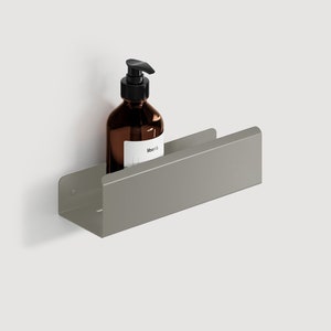 Gray Stainless Steel Shelf, Floating Shelf, Powder Coated Shower Shower Rack, Black Metal Bathroom Organizer, Housewarming Gift