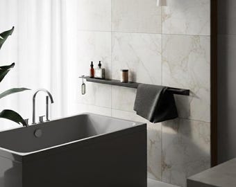 Badkamerplank met handdoekenrek (75 cm - 29,53") - badkameropberger