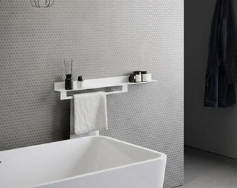 Prateleira de toalha branca: Suporte de toalha em aço (75 cm | 29,53")