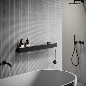 Black Steel Shower Shelf: Modern Bathroom Organizer, 29.5&quot;