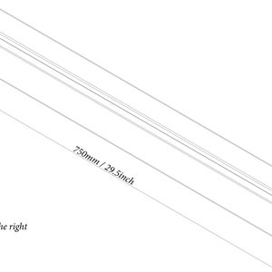 May include: A white line drawing of a long, narrow shelf with a hook on the right side. Dimensions are labelled as 750mm / 29.5 inches in length, 72mm / 2.83 inches in height, 45mm / 1.77 inches in side height, and 89mm / 3.5 inches in depth.