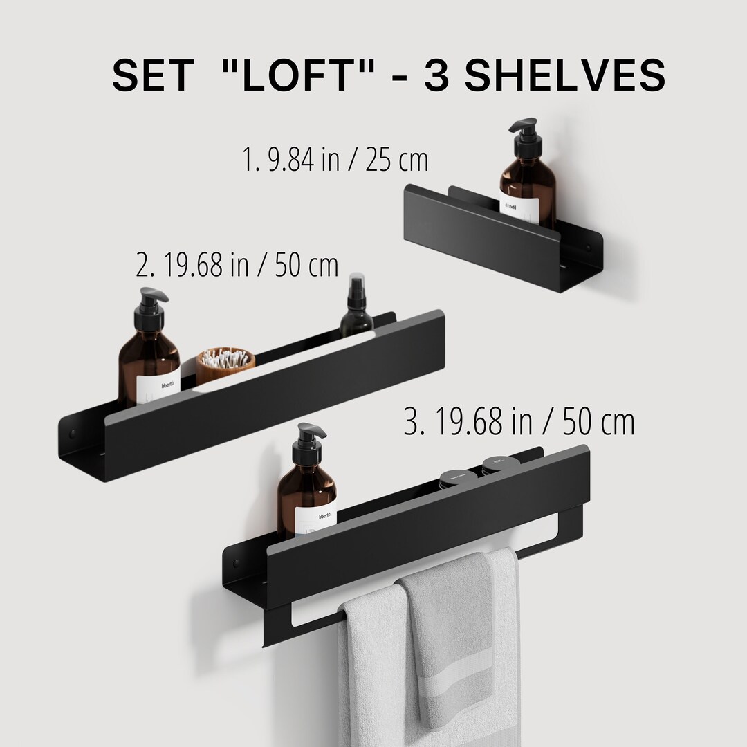 Set of Metal Shelves Black Metal Shelf Shower Shelf Etsy