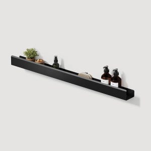Black Metal Bathroom Shelf: Long Floating Shower Organizer (39.37in/100cm)