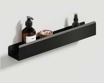 Décoration de salle de bain minimaliste : étagère et organiseur en métal noir, support de douche en acier inoxydable, cadeau de pendaison de crémaillère 50 cm