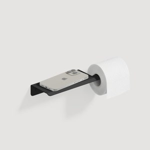 Modern Black Toilet Paper Holder with Shelf: Bathroom Organizer