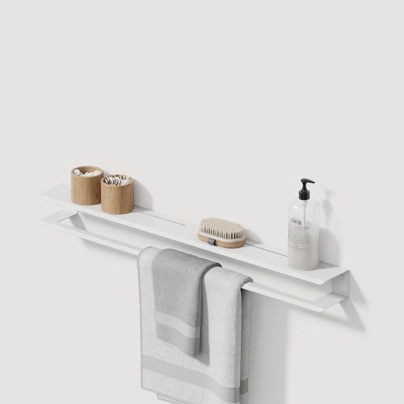 Weißes Stahl Badezimmer Regal mit Handtuchhalter: Moderner Badezimmer Organizer - 26.38