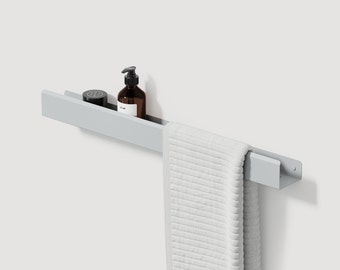 Mensola da bagno in metallo grigio con asciugamano, portasciugamani, organizer in acciaio inossidabile, idea regalo per la casa - 29,53 pollici 75 cm RAL 7035