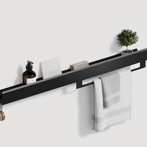 Shelf With Towel Rack Stainless Steel, Bathroom Organizer, Towel Rack - Housewarming Gift - 39.37in/100см, Metal Shelf With Towel Rack
