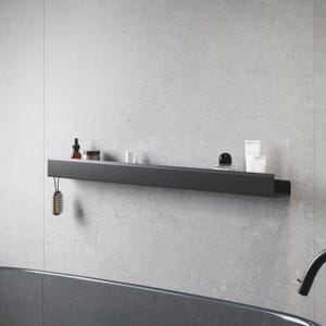 Black Stainless Steel Shower Shelf: Modern Bathroom Organizer, 39.5&quot;