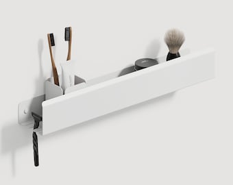 Étagère de douche blanche élégante avec crochet - Rangement minimaliste de la salle de bain, étagère de douche peu encombrante, 19,68 po. Idée de pendaison de crémaillère