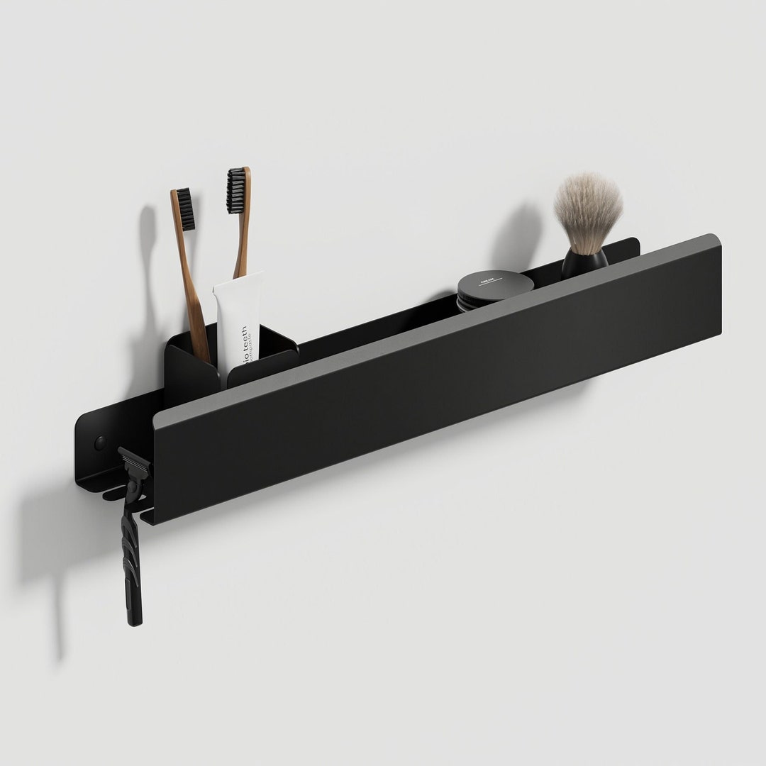 Black Metal Shelf, Shower Shelf Hook, Stainless Steel Bathroom