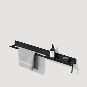 Badhanddoekstang - zwarte metalen plank - handdoekenrek en stalen handdoekhouder 75 cm, badkamerhanddoekhanger - badkameropslag, cadeau voor thuis - 29,5"