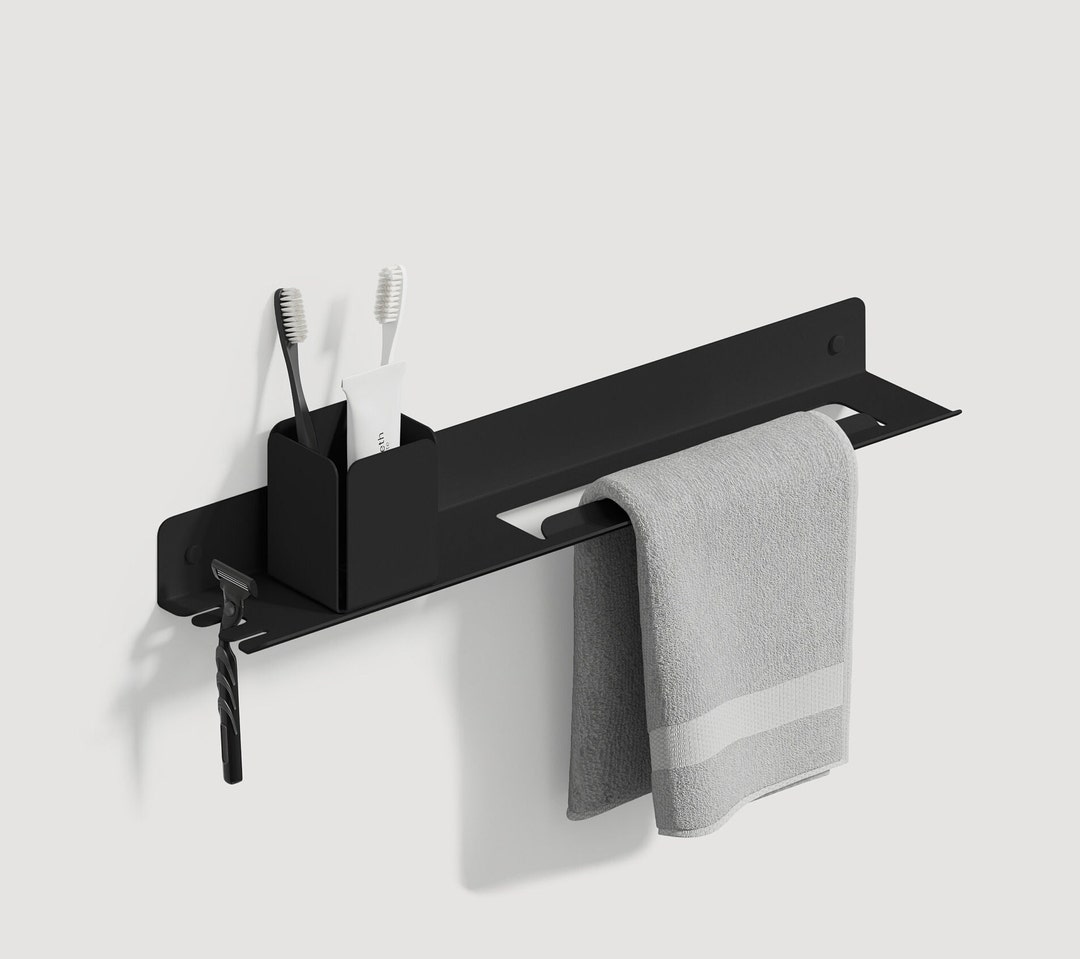 Black Floating Shelf Bathroom Organizer 19.68in Perfect Housewarming ...