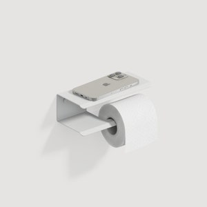 Modern Metal Toilet Paper Holder with Shelf: Bathroom Organizer