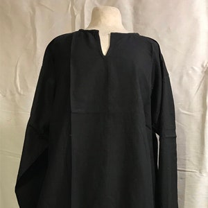 Long black cotton tunic, women's boho tunic, black boho chic tunic, men's medieval tunic, black cotton toga, ethnic tunic image 1