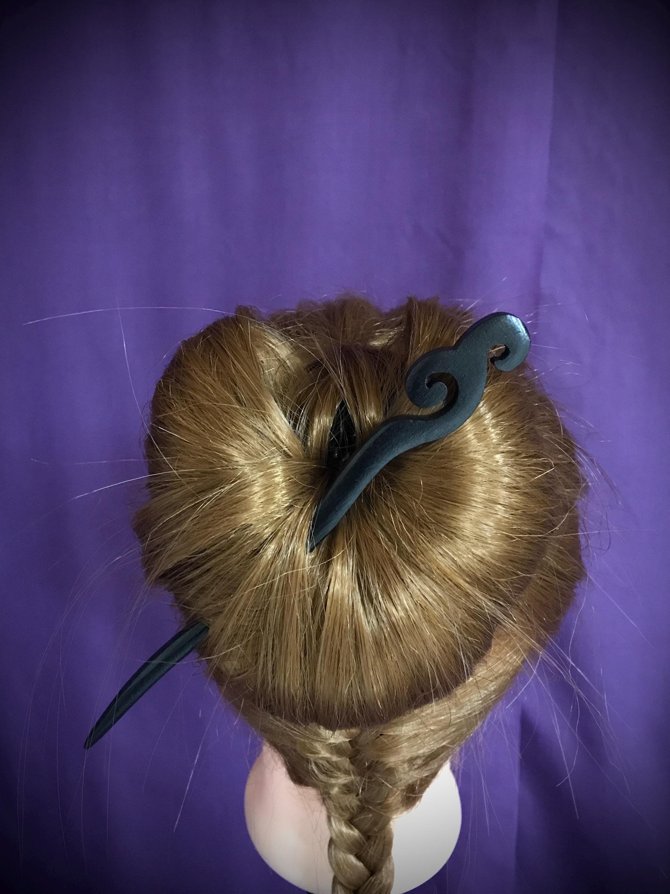 Simple Black Wooden Hair Stick, Wooden Bun Stick, Wooden Hairpin