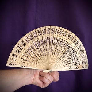 Hollow carved wooden fan, folding fan, natural wood fan, handmade bamboo fan, burlesque fan, wooden fan