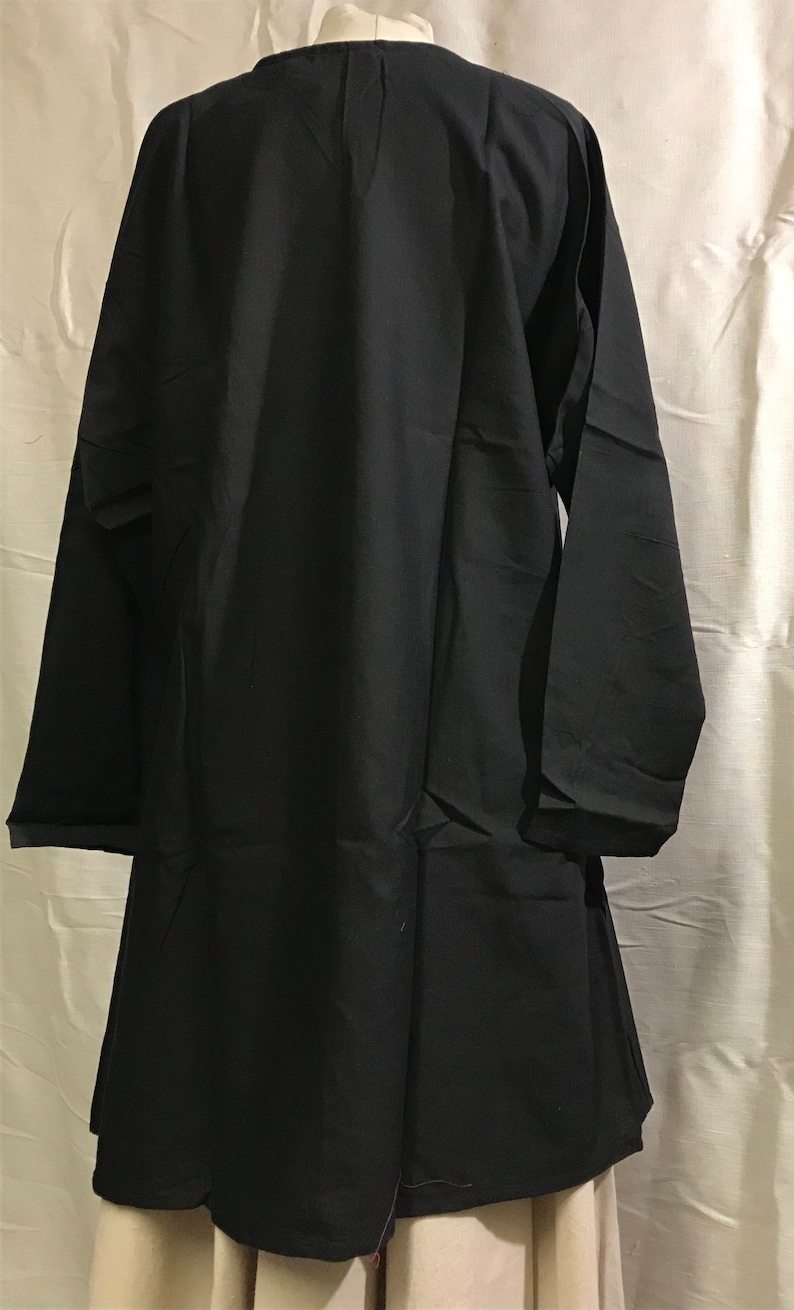 Long black cotton tunic, women's boho tunic, black boho chic tunic, men's medieval tunic, black cotton toga, ethnic tunic image 2