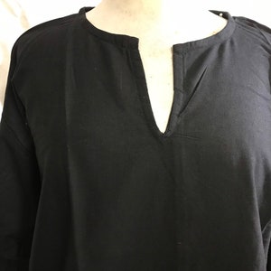 Long black cotton tunic, women's boho tunic, black boho chic tunic, men's medieval tunic, black cotton toga, ethnic tunic image 3