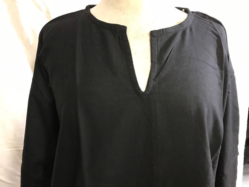 Long black cotton tunic, women's boho tunic, black boho chic tunic, men's medieval tunic, black cotton toga, ethnic tunic image 3