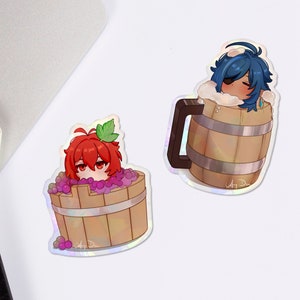 Genshin Vinyl Chibi Stickers: Snacky Edition (Diluc & Kaeya)