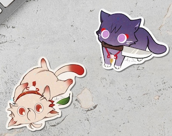 Genshin inspired Vinyl Stickers: Playful Cats Edition (Scarameow & Kazumeow)