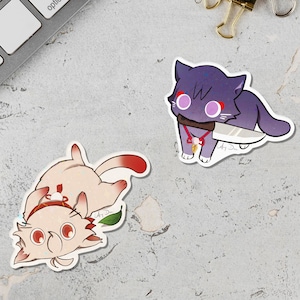 Genshin inspired Vinyl Stickers: Playful Cats Edition (Scarameow & Kazumeow)