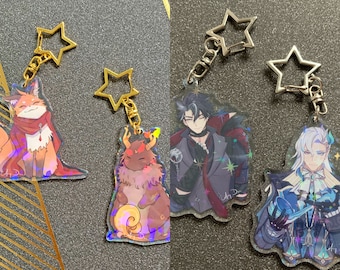 Acrylic Keychains (Zhongli & Tartaglia inspired, Wriothesley, Neuvillette)