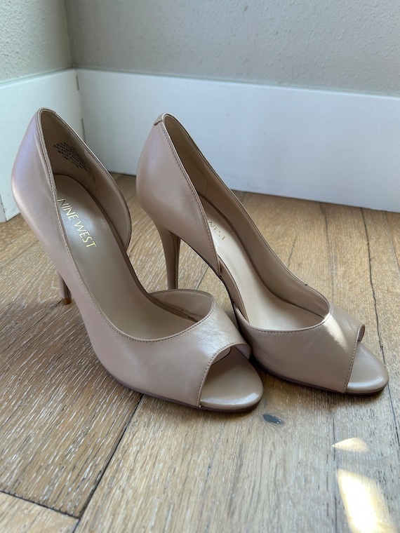 Nine West Beige Suede Heels Etsy