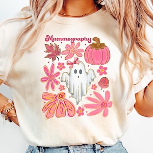 Halloween Mammo Tech Shirt, Mammography Tee, Spooky Radiology Shirt, Fall Mammo Tech Gift Breast Cancer Awareness, Comfort Colors Sweatshirt