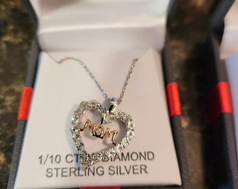 Brand New: Mom 1/10 CT Charm on 18-inch Necklace