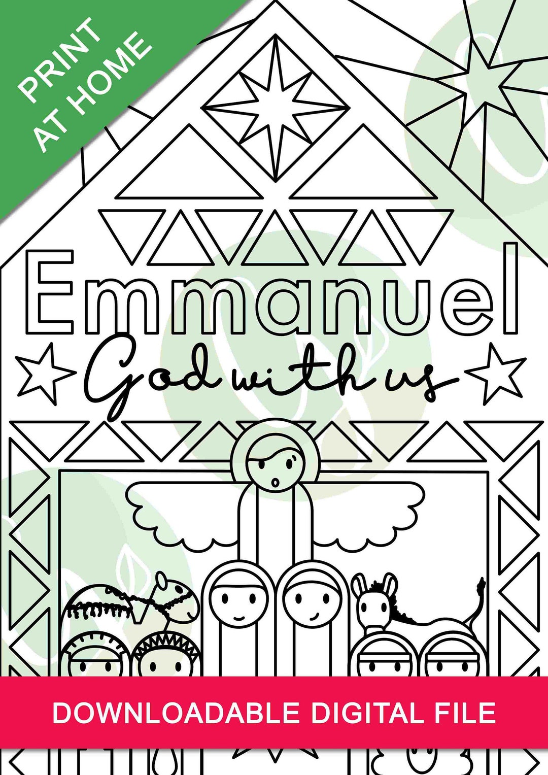 Printable Nativity Scene Colouring Page - Etsy