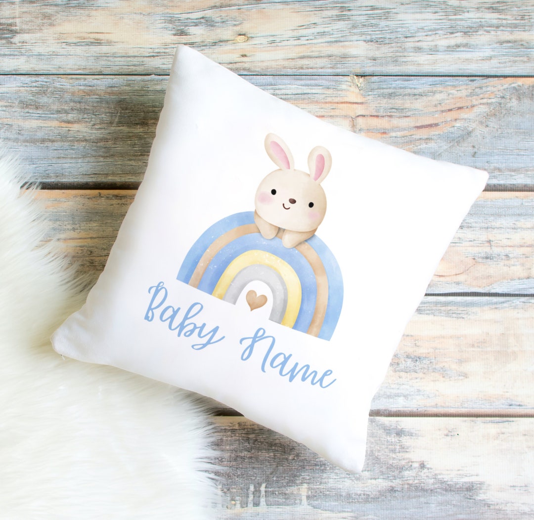 Personalized Baby Boy Blue Bunny Pillow Blue Bunny Pillow - Etsy