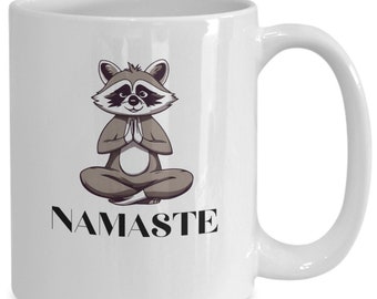 Racoon Yoga Mug, Racoon Gifts, Namaste, Yoga Lover, Racoon Mug, Yoga Coffee Mug, Yoga Gifts, Namaste Coffee Cup, Gift for Yoga Instructor