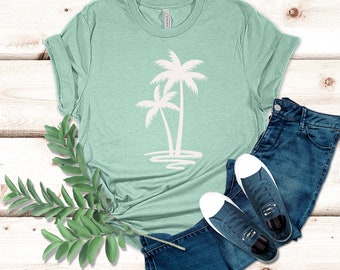 Palm Tree Trendy Tee, Summer Shirt, Beach Lovers T-shirt, Vacation Shirt
