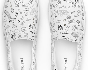 Zapatillas de lona sin cordones con diseño de voleibol Doodle: zapatillas cómodas para mujer
