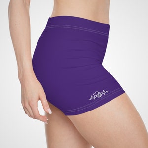 Women&#39;s Athletic Performance Custom Heartbeat of Volleyball Logo Purple Gym Shorts | Moisture Wicking Design Volleyball Shorts